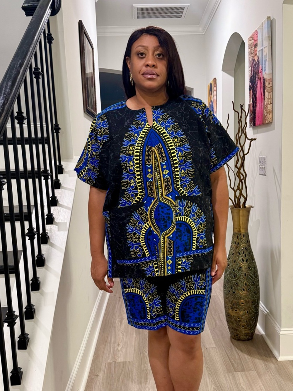 Women Dashiki African Print Two-Piece Short Pant Set